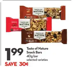 Longo's Taste of Nature Snack Bars offer