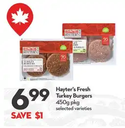 Longo's Hayter's Fresh Turkey Burgers offer
