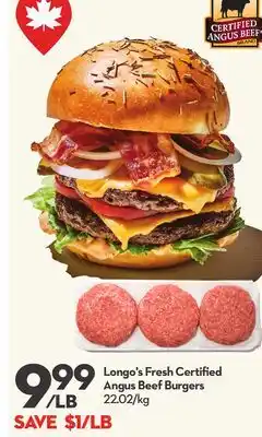 Longo's Fresh Certified Angus Beef Burgers offer