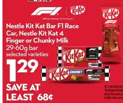 Longo's Nestle Kit Kat Bar F1 Race Car, Nestle Kit Kat 4 Finger or Chunky Milk offer