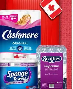 Longo's Spongetowels Paper Towels 3=6 or Cashmere Bath Tissue 8-12=24 or Scotties Facial Tissue offer