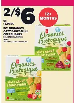 Loblaws PC ORGANICS OATY BAKES MINI CEREAL BARS offer