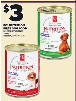 Loblaws PC NUTRITION FIRST DOG FOOD offer