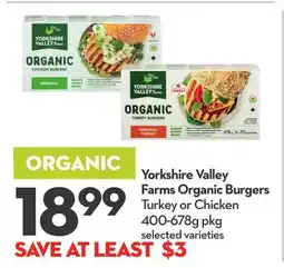 Longo's YORKSHIRE VALLEY FARMS ORGANIC BURGERS offer