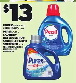Loblaws PUREX 4.08-4.43 L, SUNLIGHT 4 L OR PERSIL 1.86 L LAUNDRY DETERGENT OR SNUGGLE FABRIC SOFTENER 2.77 L offer