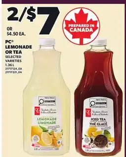 Loblaws PC LEMONADE OR TEA offer