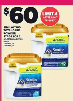 Loblaws SIMILAC 360 TOTAL CARE POWDER STAGE 1 OR 2 offer