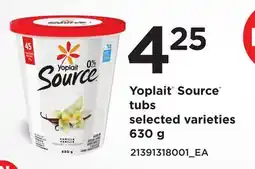 Loblaws YOPLAIT SOURCE TUBS offer