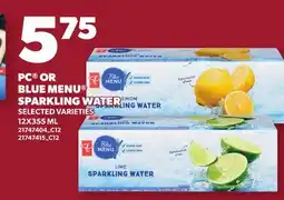 Loblaws PC OR BLUE MENU SPARKLING WATER offer