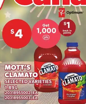 Loblaws MOTT'S CLAMATO offer