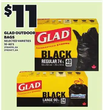 Loblaws GLAD OUTDOOR BAGS, 10-40'S offer