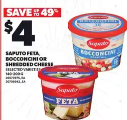 Loblaws SAPUTO FETA, BOCCONCINI OR SHREDDED CHEESE offer