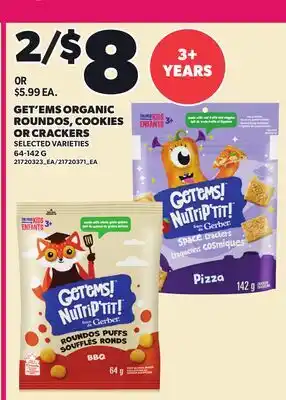 Loblaws GET'EMS ORGANIC ROUNDOS, COOKIES OR CRACKERS offer