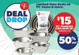 Loblaws PC STAINLESS STEEL BOWL SET offer