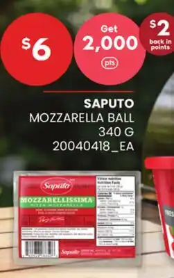 Loblaws SAPUTO MOZZARELLA BALL offer