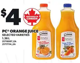Loblaws PC ORANGE JUICE offer