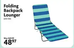 Home Hardware Folding Backpack Lounger offer