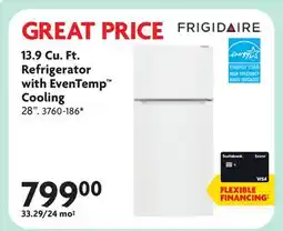 Home Hardware 13.9 Cu. Ft. Refrigerator with EvenTemp Cooling offer