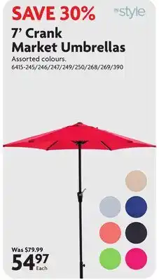 Home Hardware 7' Crank Market Umbrellas offer