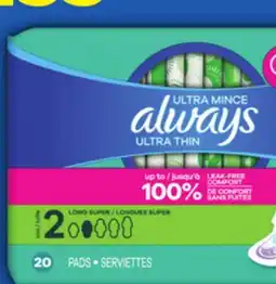 Food Basics ALWAYS ULTRA THIN PADS OR TAMPAX TAMPONS offer