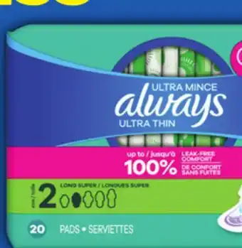 Food Basics ALWAYS ULTRA THIN PADS OR TAMPAX TAMPONS offer
