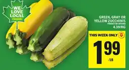 Food Basics GREEN, GRAY OR YELLOW ZUCCHINIS offer