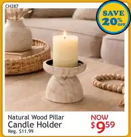 Oxford Mills Natural Wood Pillar Candle Holder offer