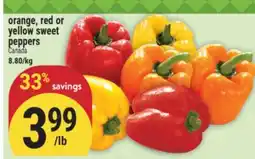 Marché Adonis orange, red or yellow sweet peppers offer