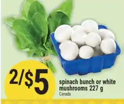 Marché Adonis spinach bunch or white mushrooms offer