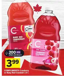 Foodland COMPLIMENTS Cranberry or Ruby Red Cocktail offer