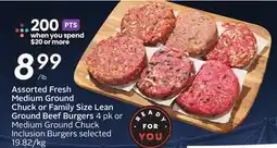 Sobeys Assorted Fresh Medium Ground Chuck or Family Size Lean Ground Beef Burgers offer
