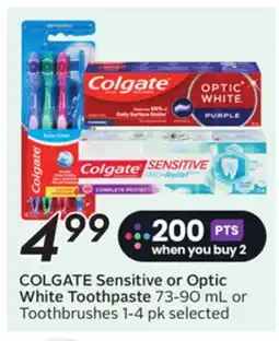 Sobeys COLGATE Sensitive or Optic White Toothpaste or Toothbrushes offer