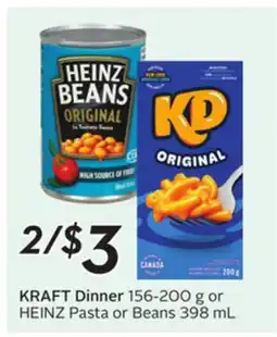 Sobeys KRAFT Dinner 156-200 g or HEINZ Pasta or Beans 398 mL offer
