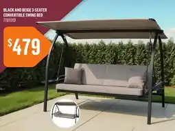 Canac Black and beige 3-Seater Convertible Swing Bed offer