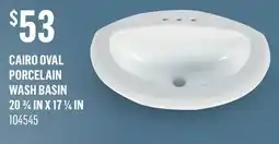 Canac Cairo Oval Porcelain Wash Basin 203/4in X 171/4in offer