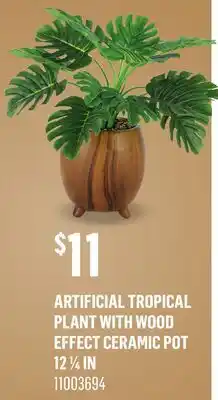 Canac Artificial Tropical Plant with Wood Effect Ceramic Pot offer
