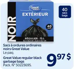 Walmart Great Value Regular black Garage bags offer