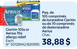Walmart Claritin 105s or Aerius 70s Allergy relief offer