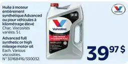 Walmart Advanced Full Synthetic or High Mileage Motor oil offer