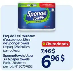 Walmart Sponge Towels Ultra 3=6 paper towels offer