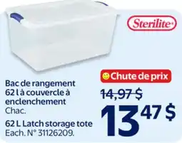 Walmart 62 L Latch storage tote offer