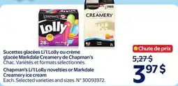 Walmart Chapman's Li'l Lolly novelties or Markdale Creamery ice Cream offer