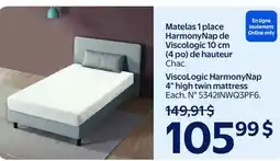 Walmart ViscoLogic HarmonyNap 4 high twin mattress offer