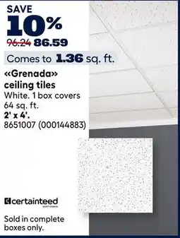 RONA Certainteed Grenada ceiling tiles offer