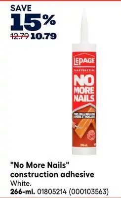 RONA LePage No More Nails construction adhesive offer