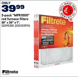 RONA Filtrete 3-pack MPR1000 red furnace filters 20 x 20 x 1 offer