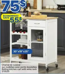 Rossy Rolling kitchen cart with wine rack offer