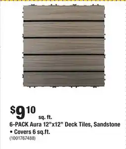 Home Depot 6-PACK Aura 12x12 Deck Tiles, Sandstone • Covers 6 sq.ft offer
