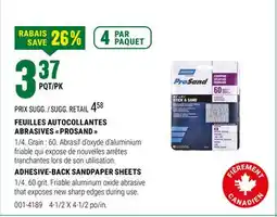 BMR FEUILLES AUTOCOLLANTES ABRASIVES  PROSAND  offer