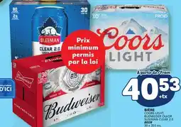 Marché Bonichoix COORS LIGHT, BUDWEISER OR SLEEMAN CLEAR 2.0 BEER offer
